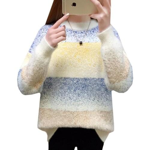 2019 New Women Sweaters Autumn Knitted Pullovers Mohair Long Sleeve Female Casual Loose Jumper Pull Femme Oversized Sweater L68