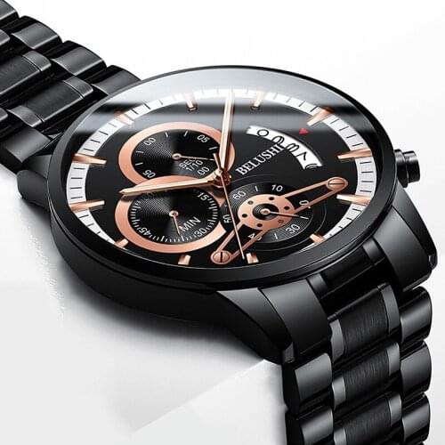 2021 new mens watch steel band six-pin chronograph autumn business luminous waterproof quartz watch