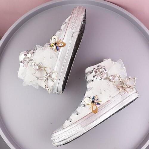 Autumn and winter new heavy industry high-top retro silver white small dirty shoes graffiti canvas shoes women