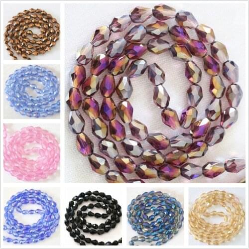 New popular teardrop faceted crystal 8x11mm glass quartz newly jewelry accessories loose beads 60pcs B1174