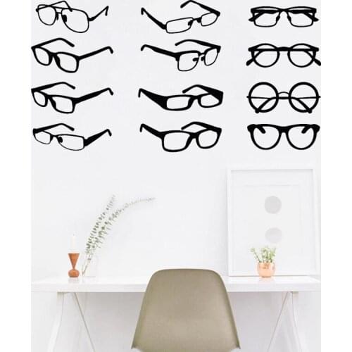 Glasses Wall Sticker Glasses Display Cabinet Decal Store Office Wall Decor Oculist Room Decoration Spectacles Home Art Mural