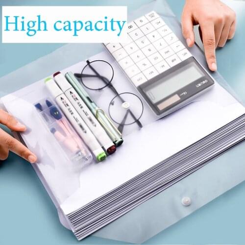 File bag thickened transparent plastic A4 button type thick waterproof Large-capacity file data test paper storage bag