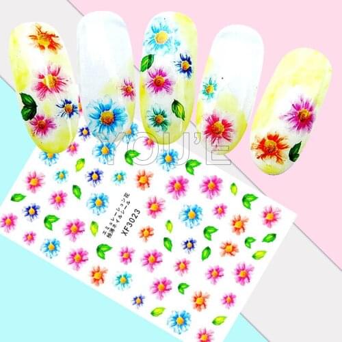 Attractive Dream Flower Nail Art Stickers Decoration Back Glue Self Adhesive Decals 3D Nail Sticker Manicure Design Accessoires