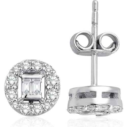 Symbol Gold 0.30 Carat Diamond Baguette Earring Piece Jewelry Rope Chain Charm Earring Jacket Bead Figure For Women