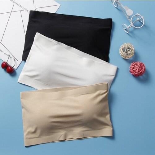 Thin Breathable Anti-Glare Wrapped Chest Solid Color Fashion Seamless Tube Top