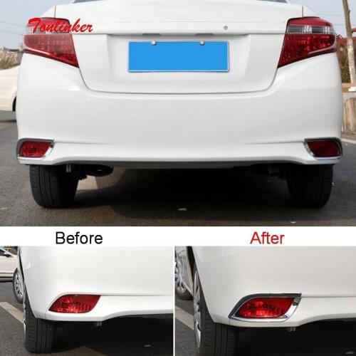 Tonlinker Exterior Rear fog light Cover case stickers for Toyota Vios/Yaris 2014-16 Car Styling 2 PCS ABS Chrome Cover stickers