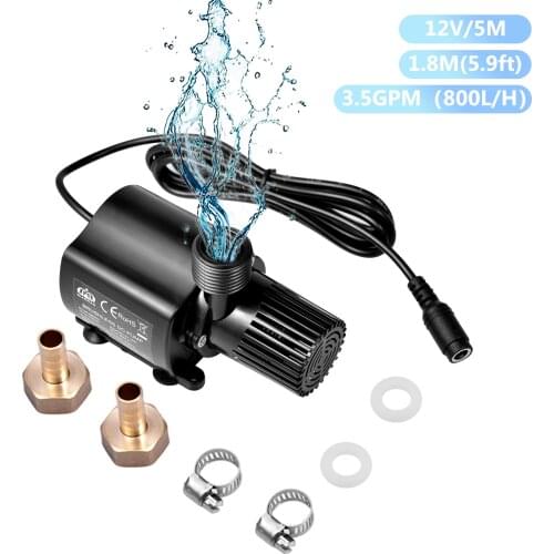 Ultra-quiet Mini Circulation Water Pump 5M DC 12V 800L/H Brushless Water Pump For Submersible Fountain Aquarium Circulating