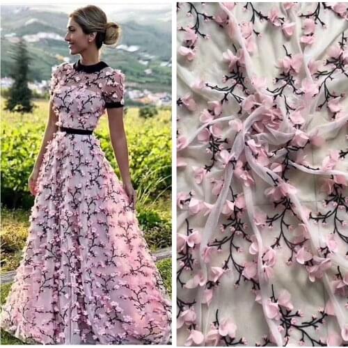 2019Free shipping 100% african lace fabric design 3DLace High Quality handmade,french lace fabri,for wedding Luxury tulle fabric