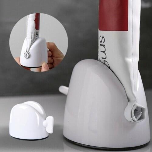 Rolling Tube Toothpaste Squeezer Toothpaste Easy Dispenser Seat Holder Stand Bathroom Accessories Set Red White 3