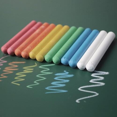 12 Sticks Dustless Drawing Painting Art Colorful Chalk School Office Supplies