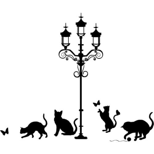 17.3cm*14.5cm Street Light Cats Decor Vinyl Stickers Decals Car Styling