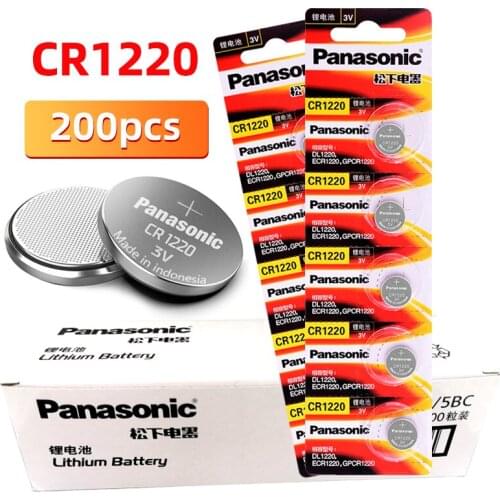 200PCS Brand New Panasonic CR1220 Coin Cell Button Batteries BR1220 ECR1220 LM1220 3V Lithium Battery For Toys LED Watches