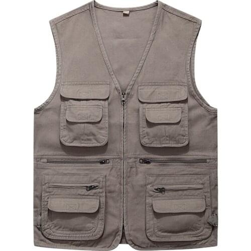 2020 Men Multi-Pocket Classic Waistcoat Male Sleeveless Unloading Solid Coat Work Vest Photographer Tactical Masculino Jacket