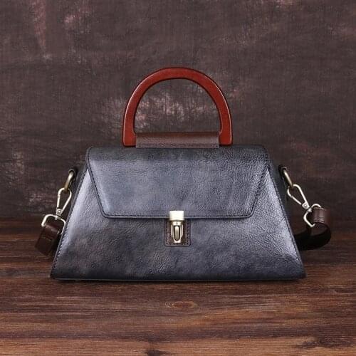 2021 Winter Luxury Handbags Women Bags Retro Genuine Leather Solid Color Lady Shoulder Bags Female Leisure Cowhide Messenger Bag