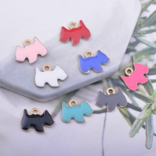 30pcs 11*15mm Copper Both Side Enamelled Dog Charms Pendant DIY Jewelry Making