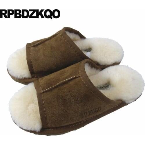 44 fluffy bedroom designer brand luxury women shoes 11 slides suede house home slippers fuzzy real fur open toe indoor footwear