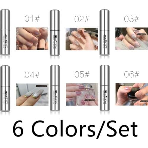 6 Colors/Set Cats Eye Gel Nail Polish Shiny Milk Tea Long Lasting Semi Permanent Hybrid Varnishes Nail Art Glue Manicure 15 ML