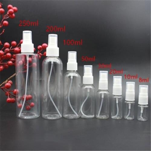 80 100 120ml Clear PET Spray Bottles with Fine Mist Sprayer, Empty Plastic Bottles for Essential Oils, Travel, Perfume 200 250ml