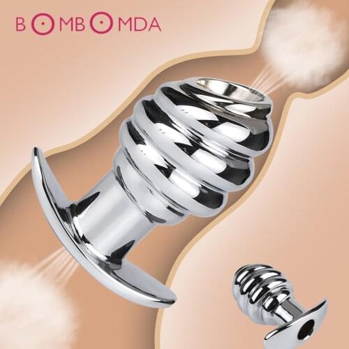 Metal Hollow Tunnel Anal Plug Douche Enema Prostata Massager Anus Sex Toys For Woman Men Gay Peep Vaginal Butt Plug Anal Dilator