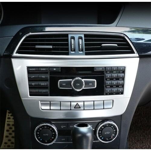Car Center Console Air Conditioning CD Panel Frame Decoration Sticker Trim For Mercedes Benz C Class W204 2010-14 Interior Decal