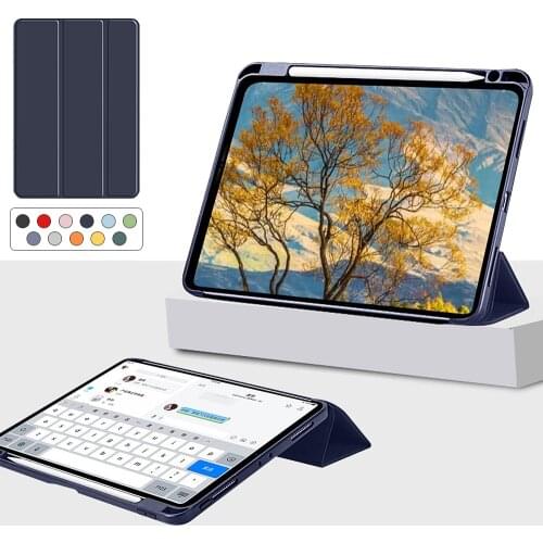 Tablet Case For New iPad Air 4 10.9 2020 Soft Silicone Cover With Pencil Holder Smart Case Funda A2316 A2324 A2325 A2072