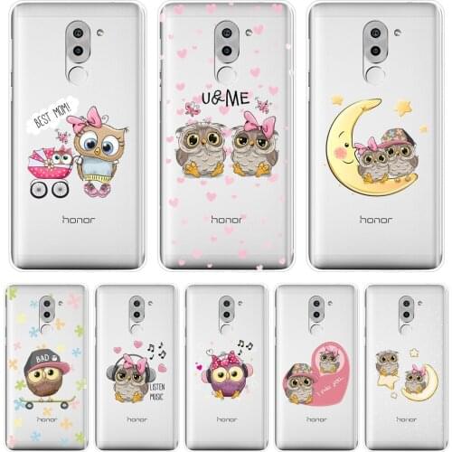 Phone Case For Huawei Honor 6A 4C 5C 6C Pro Owl Moon Heart Love Kawaii Silicone Soft Back Cover For Huawei Honor 6 5A 4X 5X 6X