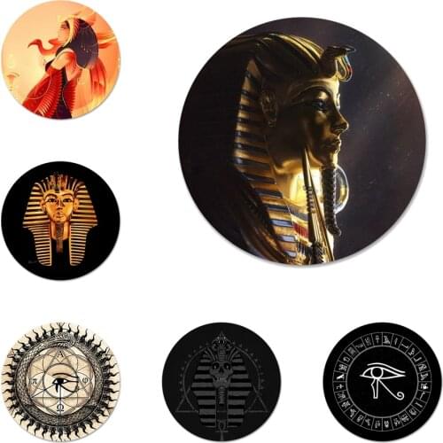 Egypt Nefertiti Anubis Ankh Pharaoh Icons Pins Badge Decoration Brooches Metal Badges For Clothes Backpack Decoration 58mm