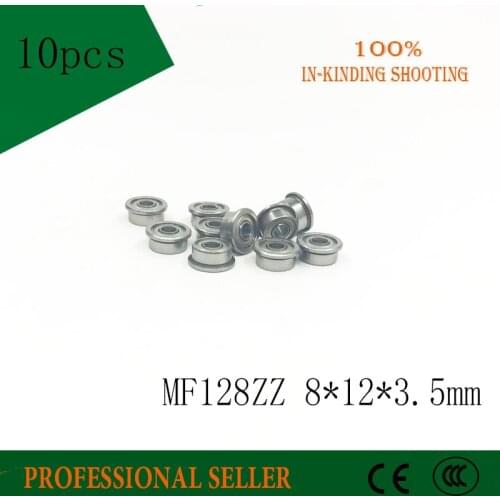 10PCS MF128ZZ Flange Bearing 8x12x3.5 mm ABEC-3 Miniature Flanged MF128 Z ZZ Ball Bearings