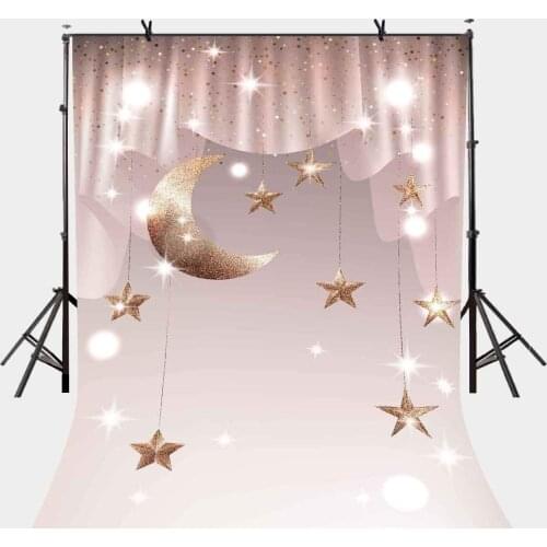 150x220cm Photography Background Millennium Pink Curtain Backdrop Hanging Stars Moon Photography Background Studio Props