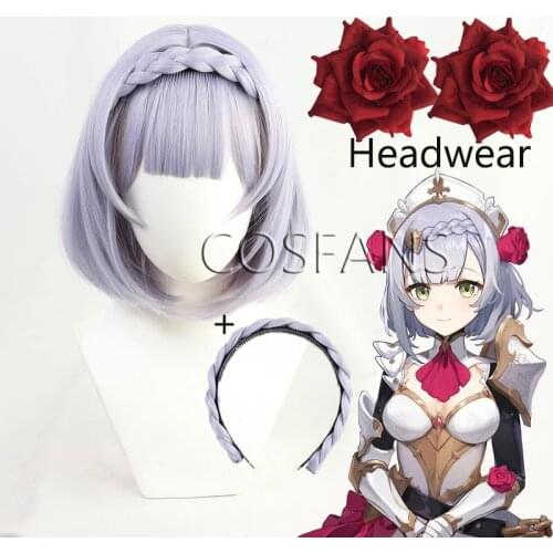 Genshin Impact Noelle Light Purple Short Role Play Cosplay Heat Resistant Synthetic Hair Halloween Carnival Party Headwear