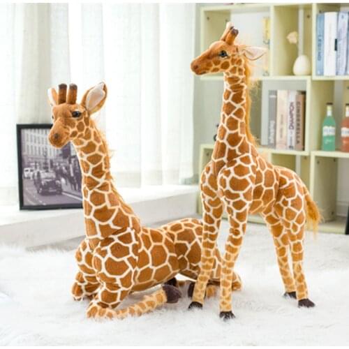 35-140cm Giant Real Life Giraffe Plush Toys High Quality Cute Stuffed Animal Soft Deer Doll Birthday Gift For Kids Girls
