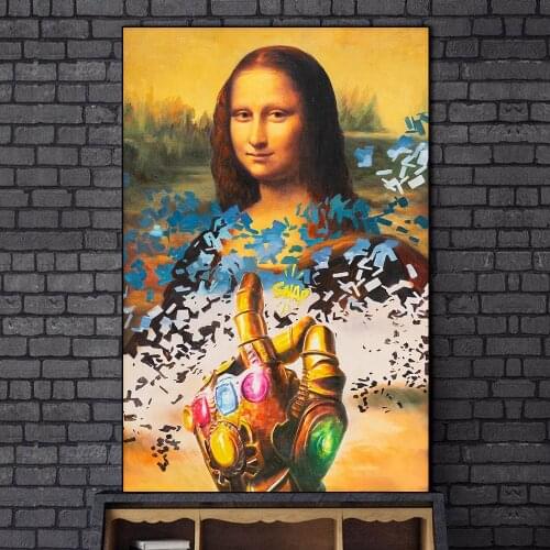 Graffiti Mona Lisa Snap Finger Art Canvas Print Painting Modern Funny Wall Picture Abstract Living Room Home Decoration Poster
