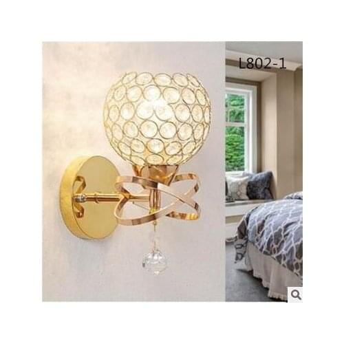 Crystal wall lamp bedside lamp bedroom modern simple creative living room hotel wall lamp decorative hanging lamp iron art lamp