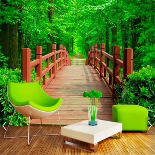 Customized 3d photo wallpaper nature Park wooden bridge garden landscape background wallpaper for living room bedroom home decor
