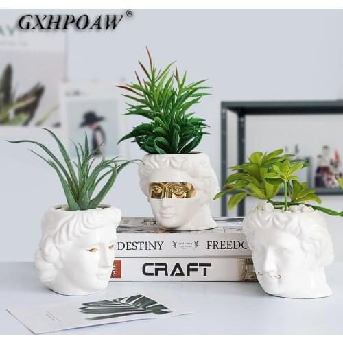 Art Portrait Flower Pot David Sculpture Ceramic Flowerpot Desktop Decor Flower Arrangement Vase Michelangelo Buonarroti Figurine