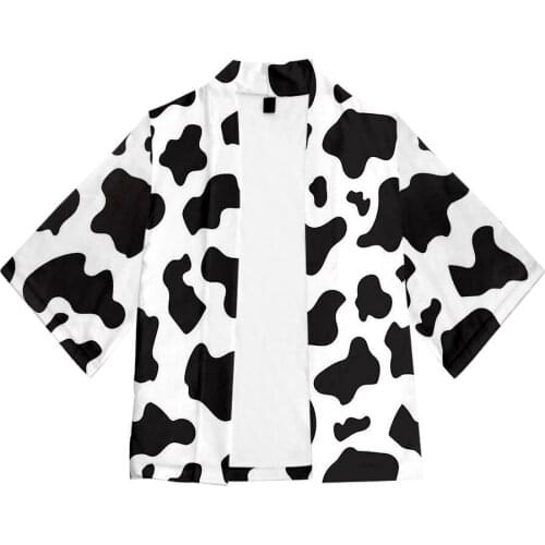 2021 New Arrival Cow pattern 3D Print Japanese Kimono Haori Yukata Women/Men Fashion Summer Casual Short Sleeve Streetwear Tops