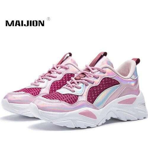 Fashion Sport Shoes Platform Women Chunky Sneakers Lady Mesh Breathable Outdoor Training Footwear Non-slip Durable Tennis