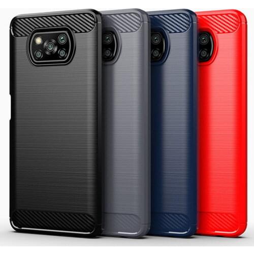 Brushed Carbon Fiber Shockproof Case For POCO X3 Pro Ultra Thin Soft Silicone Back Cover for POCO M3 POCO X3 NFC F2 Pro Fundas