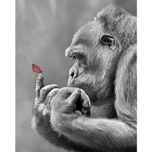 Orangutan Butterfly Animal DIY Cross Stitch Embroidery 11CT Kits Craft Needlework Printed Canvas Cotton Thread Home Decoration