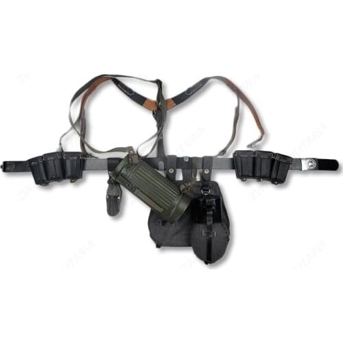 WWII WW2 GERMAN 98K LEATHER AMMO POUCH EQUIPMENT COMBINATION SOLIDER BELT AND Y STRAPS