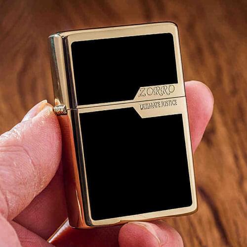 New ZORRO Windproof Kerosene Flint Lighter Metal Grinding Wheel Free Fire Insert Lighter Oil Inflated Cigarette Lighter Men Gift