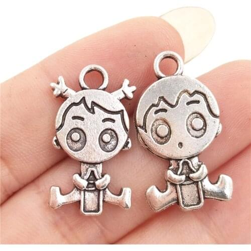 BULK 30 Zinc Alloy MIX Boy and Girl Charms Antique Silver Plated 15pcs Boy + 15pcs Girl