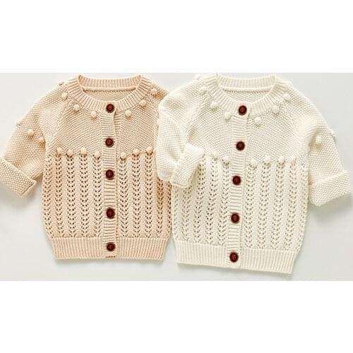 2021 Autumn Baby Girls Boys Knitted Sweater Hollow Out Cardigan Coat Clothing Kids Girls Long Sleeve Knit Coat Children Outwear
