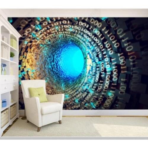 Papel de parede Creative 3d stereo space tunnel geometric wallpaper,living room tv wall bedroom KTV bar wall paper mural decor