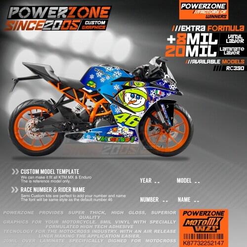 PowerZone Custom Team Graphics Backgrounds Decals 3M Stickers Kit For KTM RC390 2014-2016 2017-2019 147