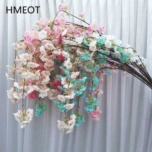 Ceiling Wall Hanging Waterfall Cherry Blossom Artificial Flower Vine Wedding Backdrop Layout Fake Flower Home Decor Photo Props