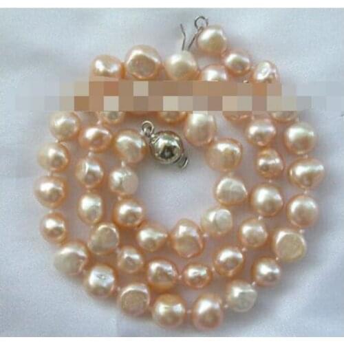 Stunning 8-9mm baroque pink freshwater cultured pearl necklace m58