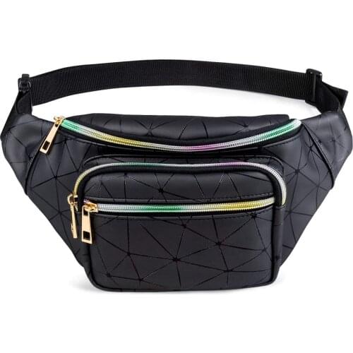 Anreisha Fanny Packs for Women & Men, Waist Bag Fashion for Girls Teen Boys with 5 Pouches, Black Belt Bag Waist Pack