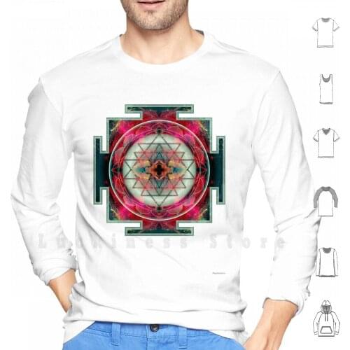 Sri Yantra hoodies long sleeve Mandala Sacred Geometry Meditation Spiritual Circle Chakra Psychedelic Hinduism Buddhism