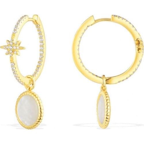 SOELLE Fashion 925 Sterling Silver 3 Colors Natural Stones Fine Earrings Micro Cubic Zirconia Women Luxury Brand Jewelry